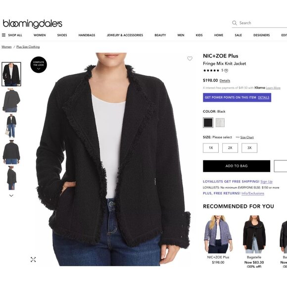 NEW Nic+Zoe Womens Plus 2X Black Onyx Fringe Open Front Cardigan Jacket - Picture 4 of 14